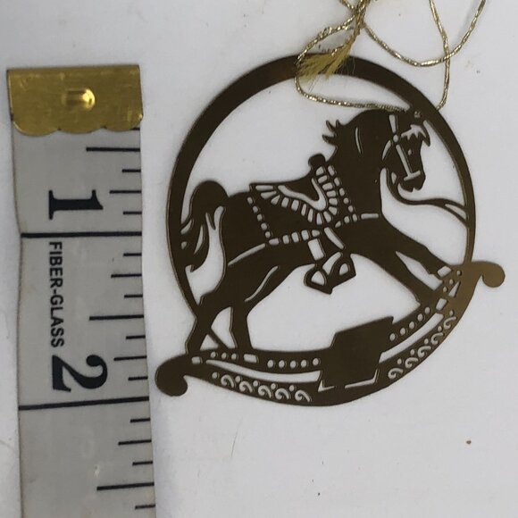 Vintage Flat Brass 1981 Christmas Ornament Rocking Horse Decoration - Picture 5 of 5